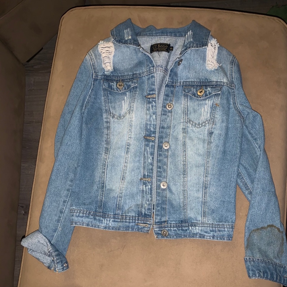 distressed jean jacket